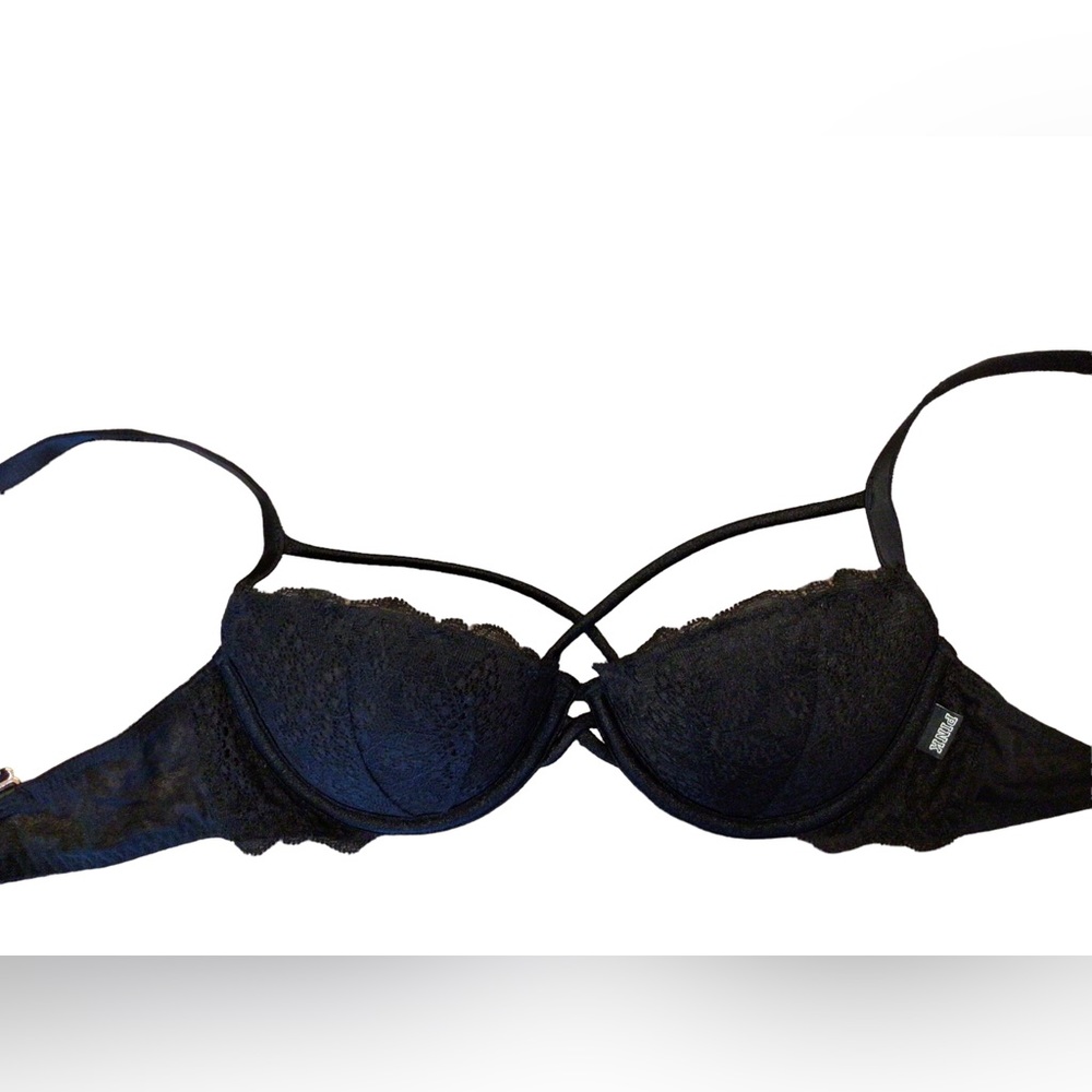 PINK by Victoria’s Secret Lacy Black Date Push Up Bra Size 32B